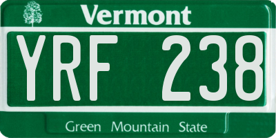 VT license plate YRF238