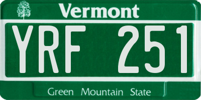 VT license plate YRF251