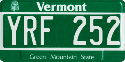 VT license plate YRF252