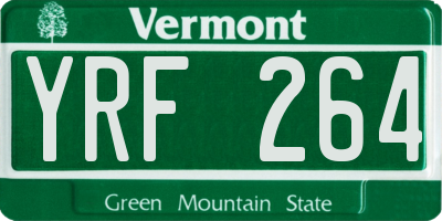 VT license plate YRF264
