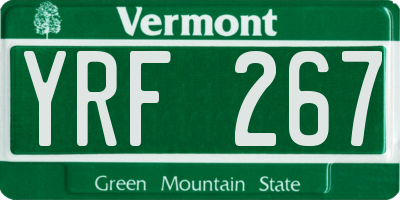 VT license plate YRF267
