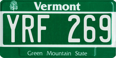 VT license plate YRF269