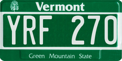 VT license plate YRF270