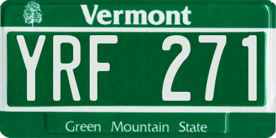 VT license plate YRF271