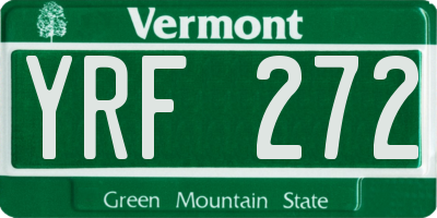 VT license plate YRF272