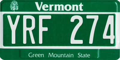 VT license plate YRF274