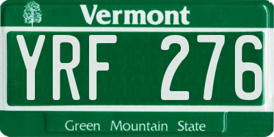 VT license plate YRF276