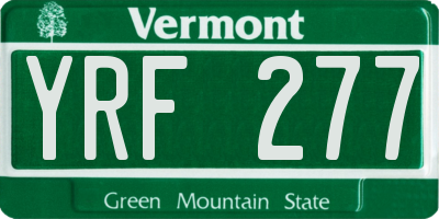 VT license plate YRF277