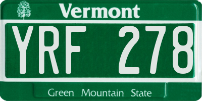 VT license plate YRF278