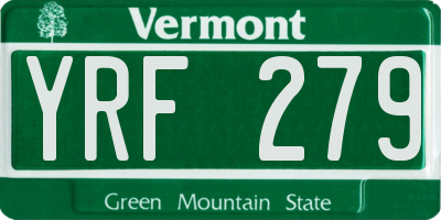 VT license plate YRF279