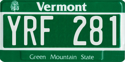 VT license plate YRF281
