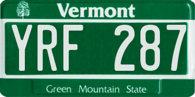 VT license plate YRF287