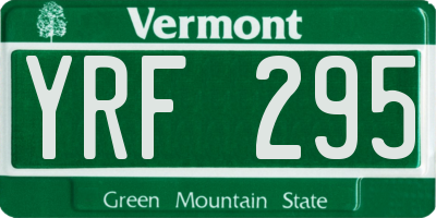 VT license plate YRF295