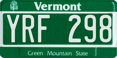 VT license plate YRF298
