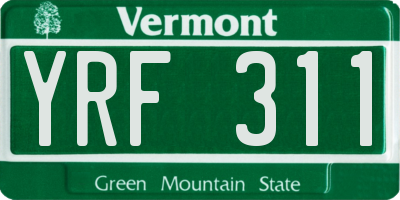 VT license plate YRF311