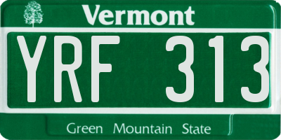 VT license plate YRF313