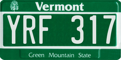 VT license plate YRF317