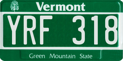 VT license plate YRF318