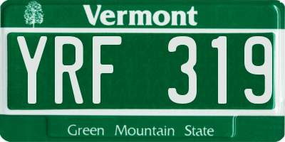 VT license plate YRF319