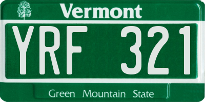 VT license plate YRF321