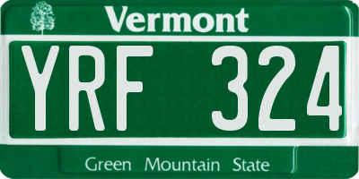 VT license plate YRF324