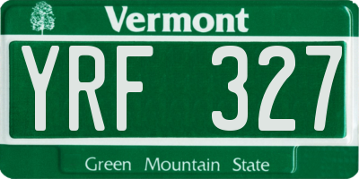 VT license plate YRF327