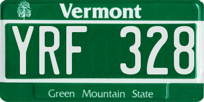 VT license plate YRF328