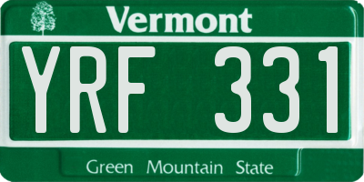 VT license plate YRF331
