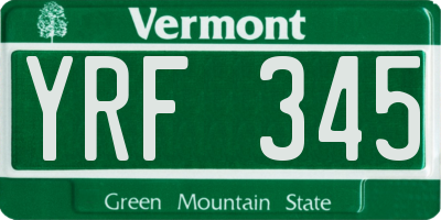 VT license plate YRF345