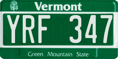 VT license plate YRF347