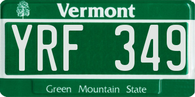 VT license plate YRF349