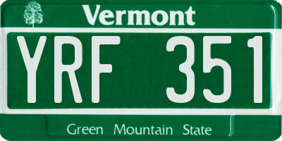 VT license plate YRF351