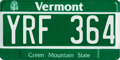 VT license plate YRF364
