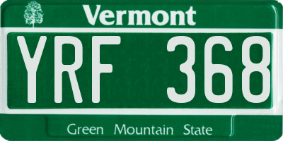 VT license plate YRF368