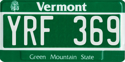VT license plate YRF369