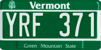 VT license plate YRF371