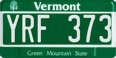 VT license plate YRF373