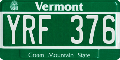VT license plate YRF376