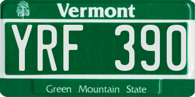 VT license plate YRF390