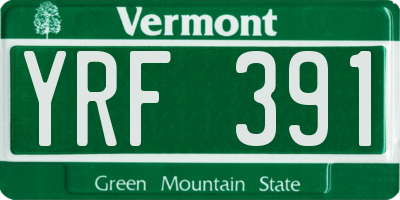 VT license plate YRF391