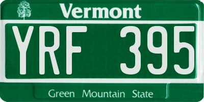VT license plate YRF395