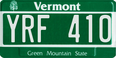 VT license plate YRF410