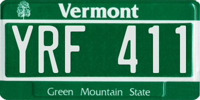 VT license plate YRF411