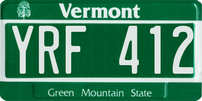 VT license plate YRF412