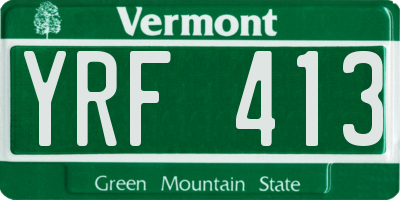 VT license plate YRF413