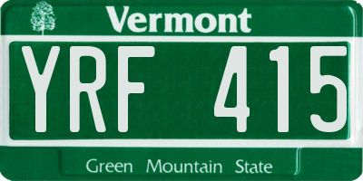 VT license plate YRF415