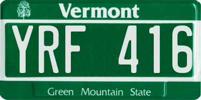 VT license plate YRF416