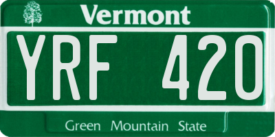VT license plate YRF420