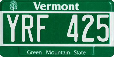 VT license plate YRF425