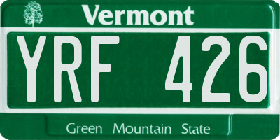 VT license plate YRF426